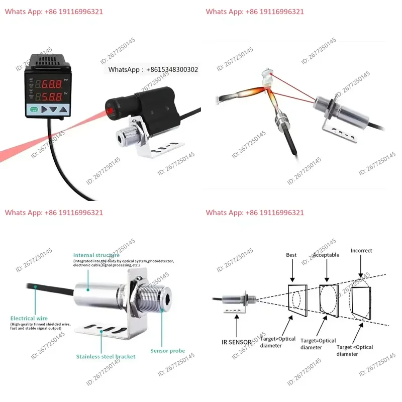 4-20mA Compact Size Industrial Waterproof Non Contact Obstacle High Temperature Infrared Sensor