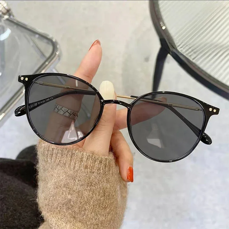 Intelligente Outdoor-Farbwechsel Sonnenbrille Modetrend Frauen Männer Runde photo chrome Myopie Brille Dioptrien 0 bis 6,0 Brillen – Detail 25