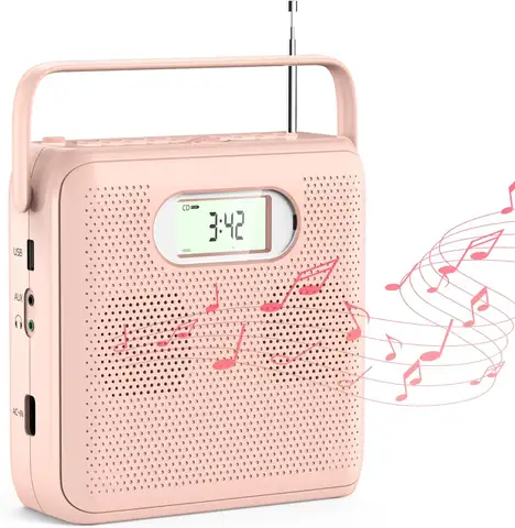 CD 플레이어 휴대용 블루투스 스테레오 스피커, FM 라디오, LCD 디스플레이 핸들, AUX, 이어폰 잭 Best5