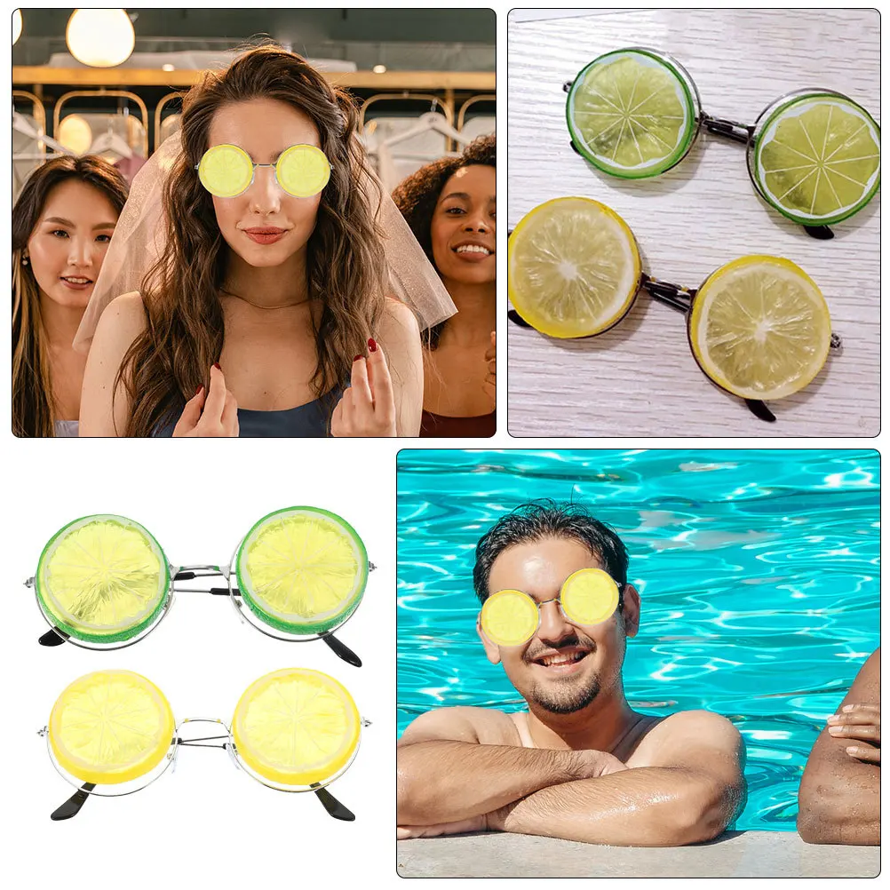

2Pcs Lemon Shaped Eyewear Funny Summer Glasses Party Beach Photo Props Novelty Decor Party Glasses Fun Sunglasses Women