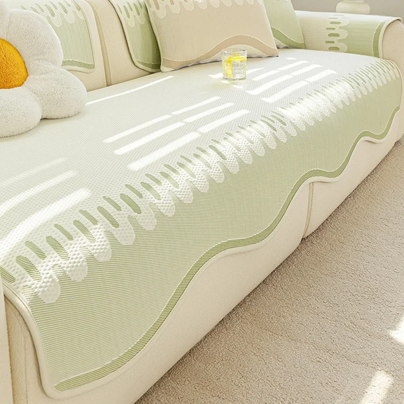 New Irregular Ice Bean Summer Sofa Cushion Non-Slip Armless Corner Couch Covers for Office Skin-Friendly Easy-Care Dust Cover