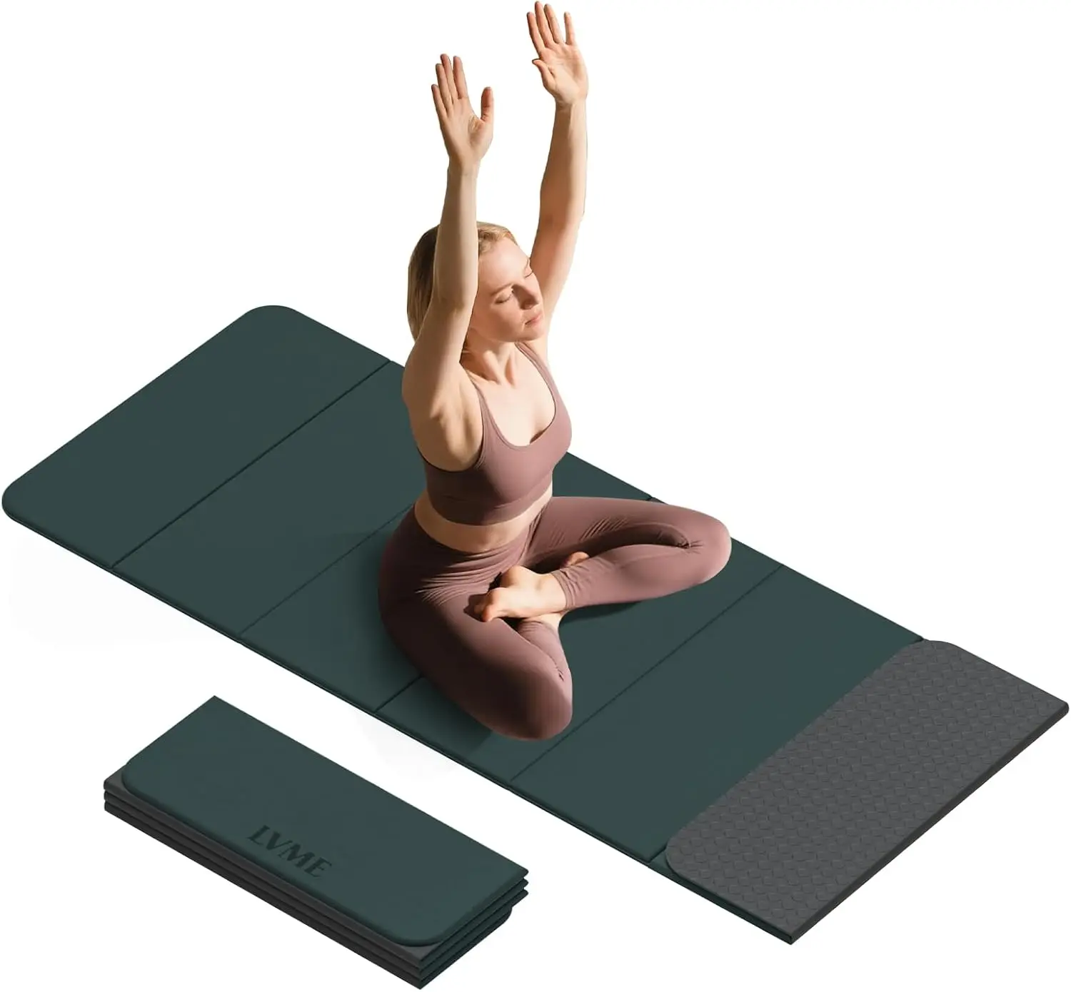 

8mm Thick Foldable Yoga Mat, Non-Slip POE Material, SGS Certified, 71x24 Inches for Travel Pilates Camping