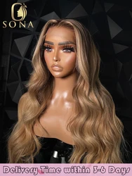 Ombre Honey Blonde 13X6 13X4 Transparent Lace Front Human Hair Wig Brown Root Glueless Body Wave Light Ash Blonde Pre Plucked