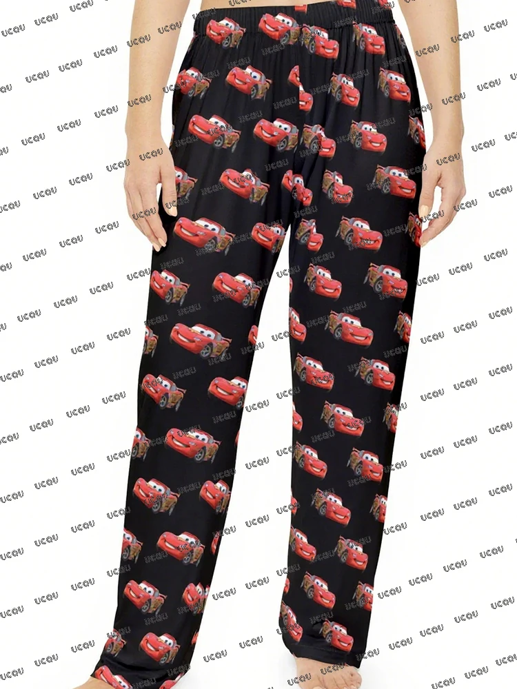 تيشيرتات قطنية من The Car Lighthing McQueen&Sally مع بنطلون بيجاما كبيرة الحجم تناسب النساء والرجال والأزواج ملابس هدايا عيد الميلاد