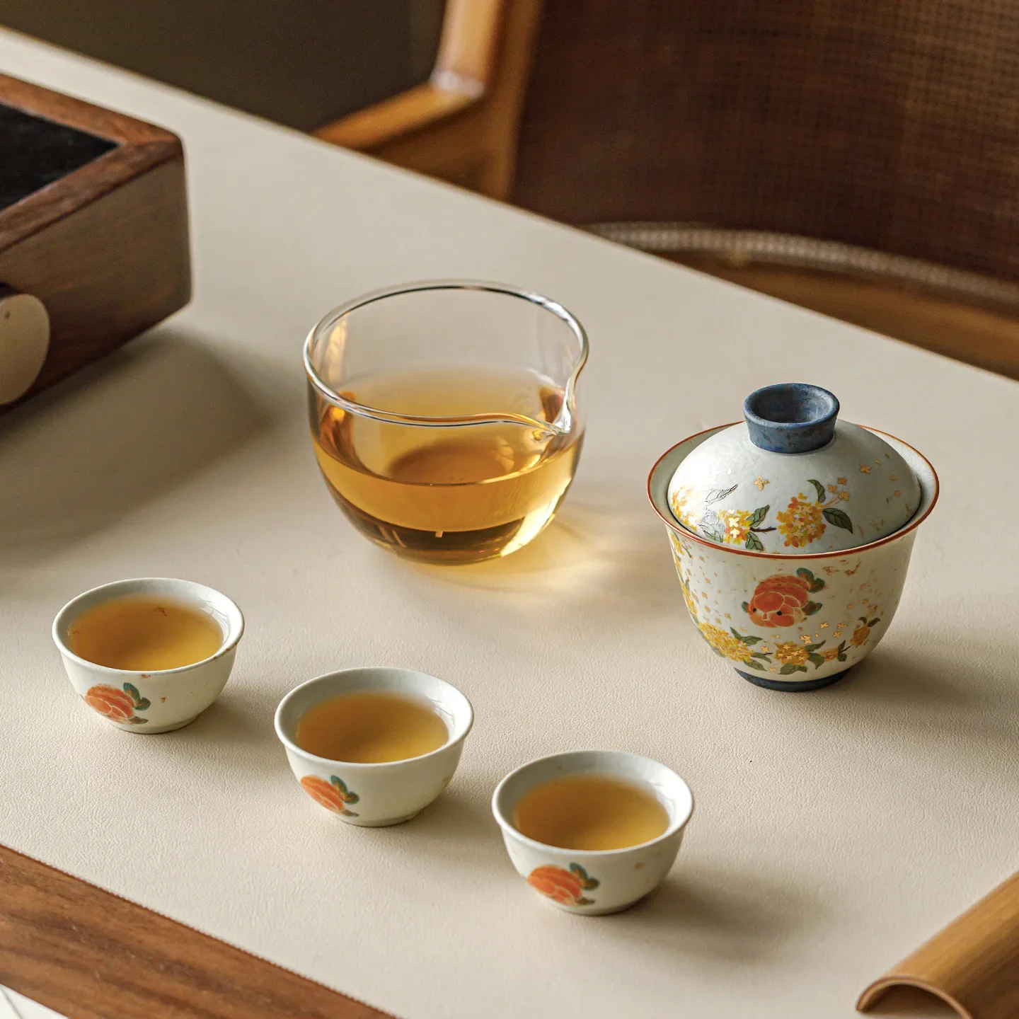 Jingui Youyu Covered Bowl Tea Cup Quick One Pot Three Cups Tea Maker Luxury Tea Ceremony Gift Portable Travel Kung Fu Tea Set