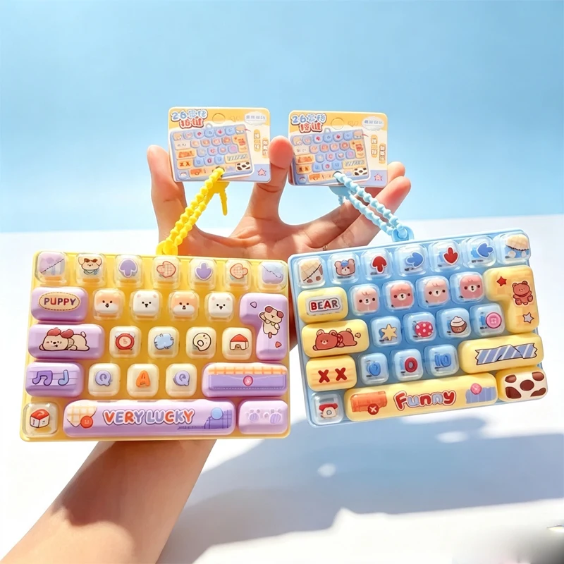 In /Stock 26Grid /;Keycap Clicker Anti Stress/ Fidget Keyboard Keychain Decompression Button Cartoon Party Favor Gift 26구 키캡 키링