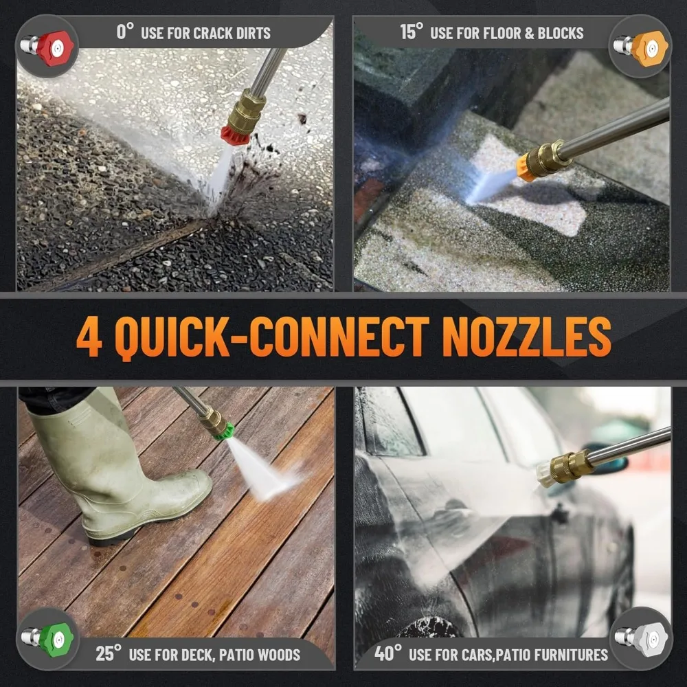 5000PSI 3.0GPM شاشة تعمل باللمس ضغط قابل للتعديل مع تقنية مضادة للرش، مقبض الرش التحكم الذكي، 5 فوهة #4