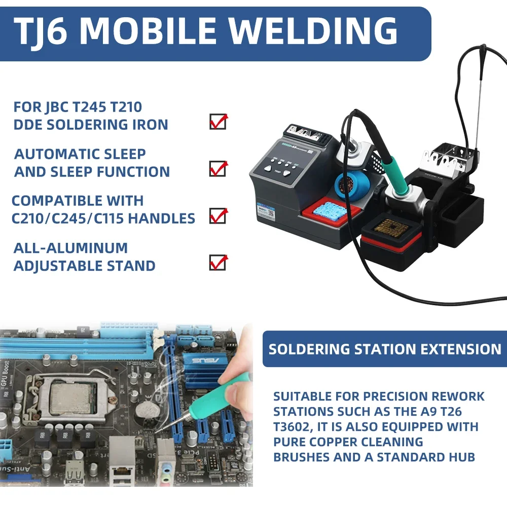 Universal Soldering Iron Stand Sleep Seat With Collector Cables For A9 T26 T3602 Rework Station Compatible JBC/SUGON/2SCN/T3B