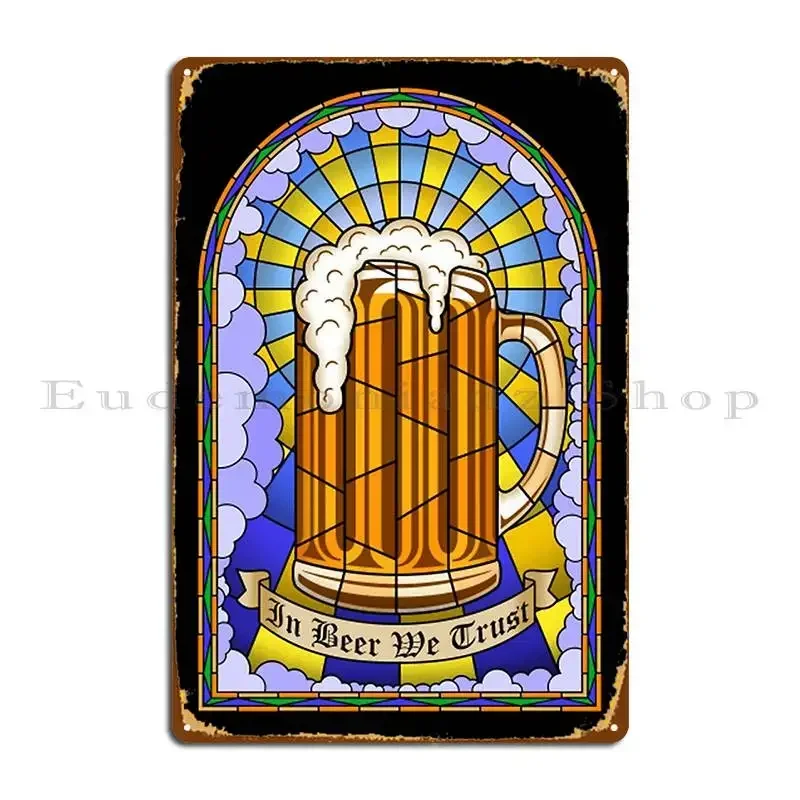 In Beer We Trust Metal Plaque Garage Garage Custom Wall Decor Funny Tin Sign Poster