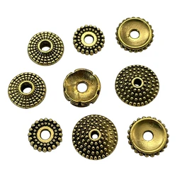 Wholesale Metals Alloy Spacer Beads Round Antique Silver Gold Dot Carved DIY Making Bracelet Jewelry Gifts 30-50pcs