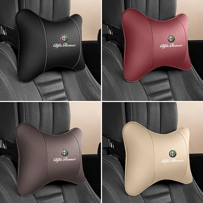 1Pcs Car Headrest Auto Breathable Seat Neck Pillow Accessories For Alfa Romeo Giulia Stelvio Giulietta 156 159 147 Mito Tonale