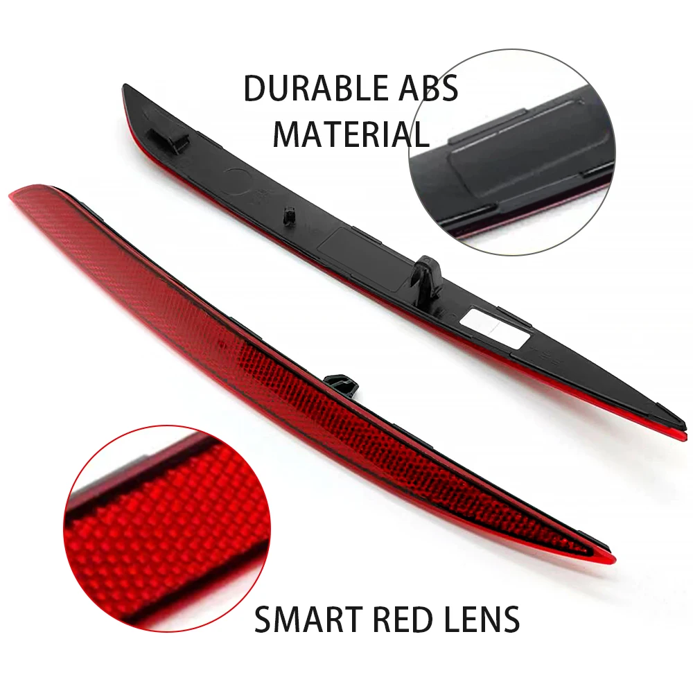 2pcs For Tesla Model Y Left Right Side Tail Rear Bumper Reflector Red Reflective Light Strip 1495817-00-C 1495818-00-C Reflector