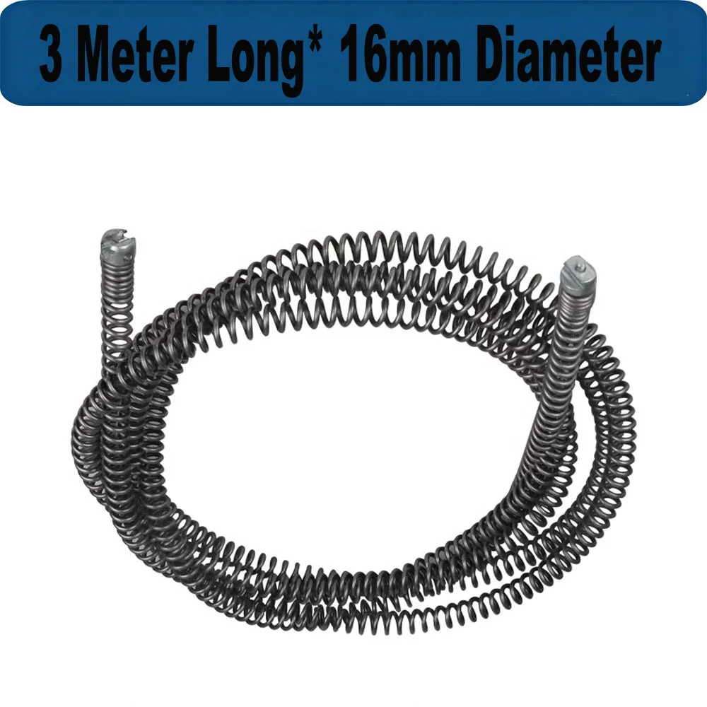 3 Meter 16mm Flexible Drain Spring Pipe Dredger Auger Tool for Toilet Kitchen Sewer Clog Dredging