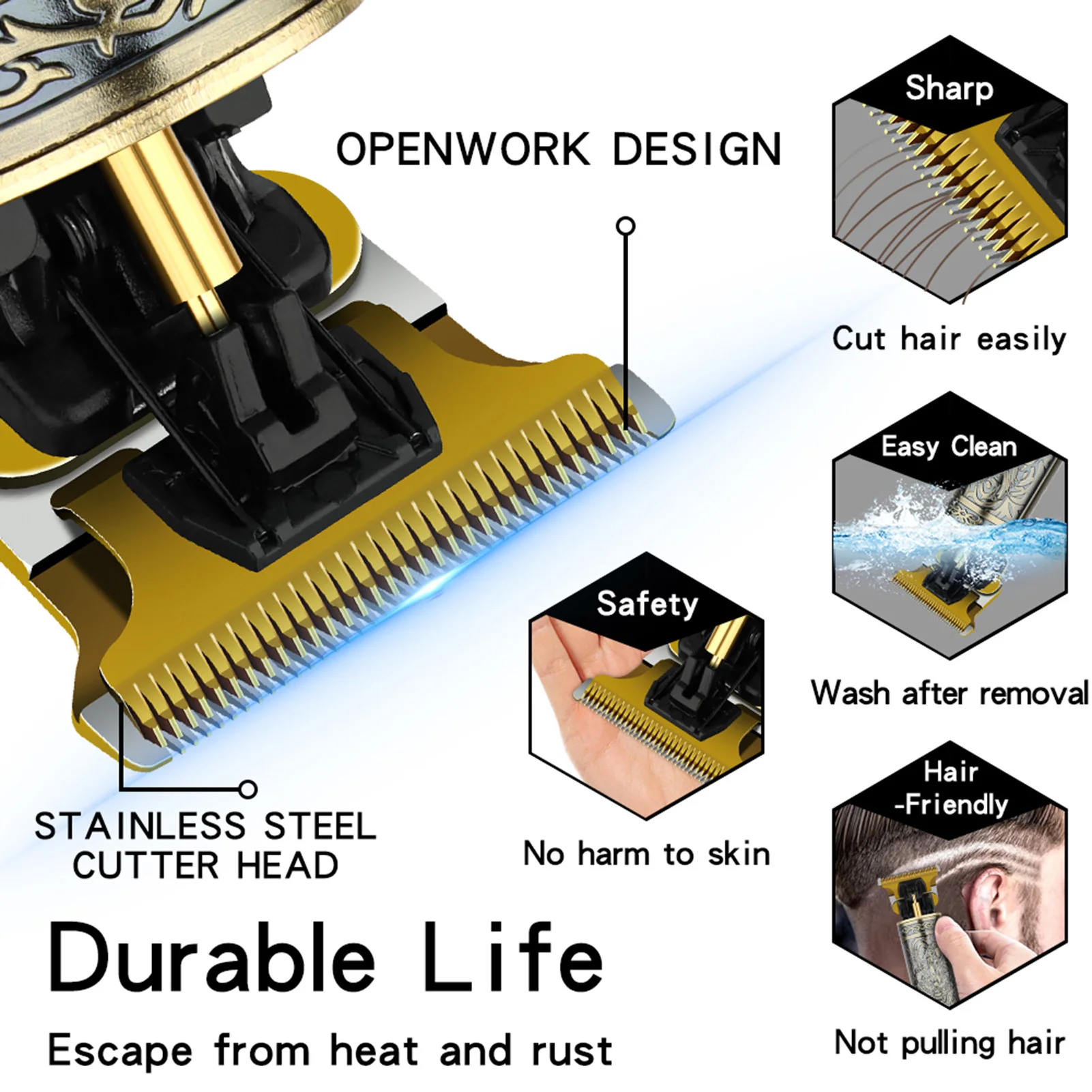 HIENA T9 مقص الشعر مجموعة للرجال LCD عرض الطاقة الحلاق الكهربائية الشعر المتقلب خمر نحت اللحية الحلاقة آلة حلاقة