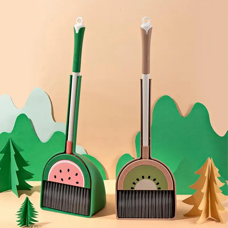 Kids Broom And Dustpan Set Fruit Design Broom Little Housekeeping Helper Set House Cleaning Tools For Boys And Girls