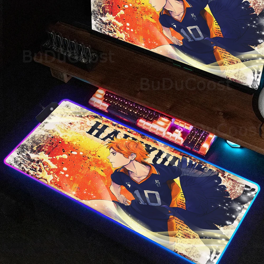 

Haikyuu Anime PC Mouse Mats High definition printing XXL Larges size mouse pad RGB size backlight computer accessories mouse pad