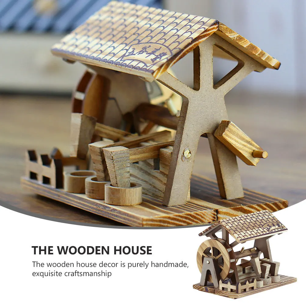 

Handmade Mini Water Wheel Ornament Wooden Desktop Decor For Home Office Bar Rustic Wood Crafts Tabletop Adornment