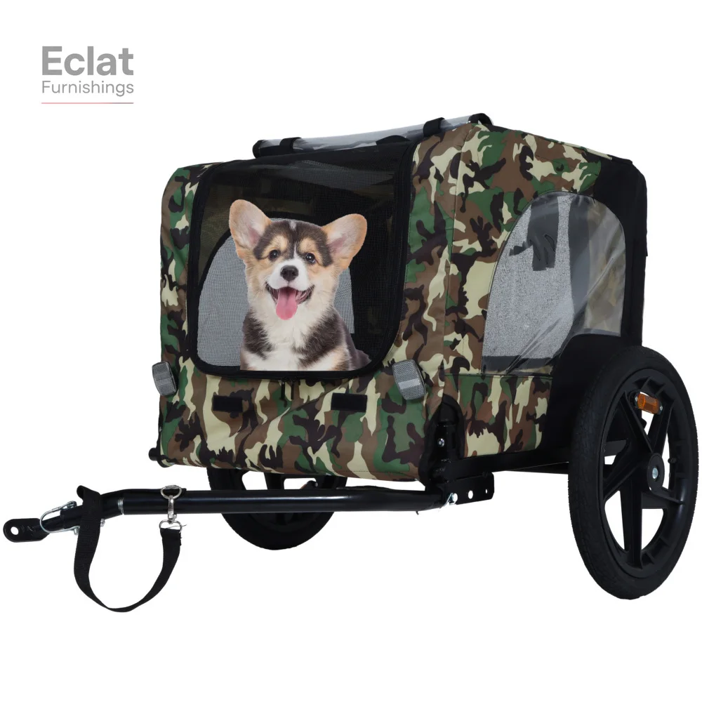 

Pet BikeTrailer Dog Cart for Bicycle,Suitable forSmall and Medium Pets,EasyFolding Cart Frame,Quick Release Wheel,Non-Slip Floor