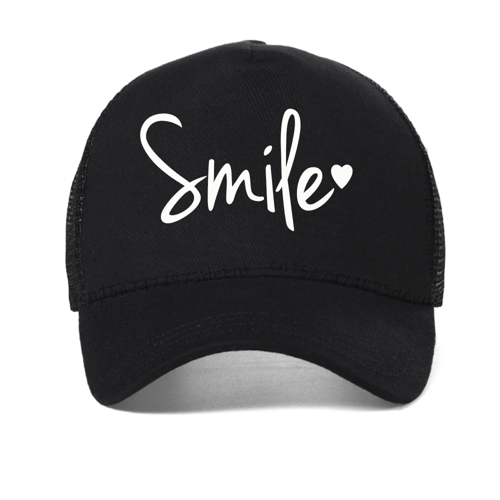 

Smile Heart Print Women baseball cap fashion causal outdoor sport caps unisex Breathable sun hat adjustable mesh Trucker hats