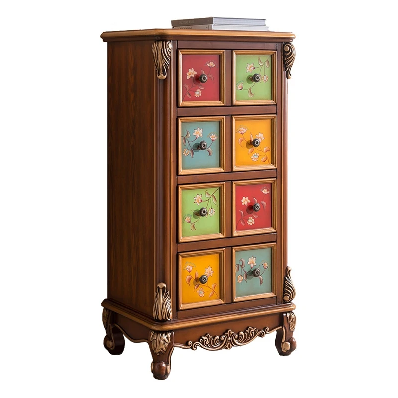 

Bedside table Solid wood storage cabinet Drawer type finishing cabinet Carving