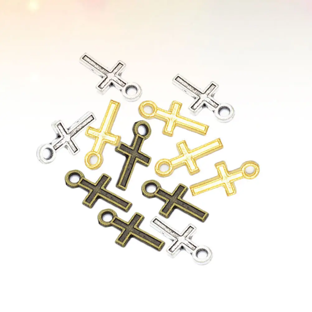 300Pcs Alloy Cross Pendant DIY Jewelry Accessories Creative Retro Hanging Charms for Necklace Keychain Bag Crafts