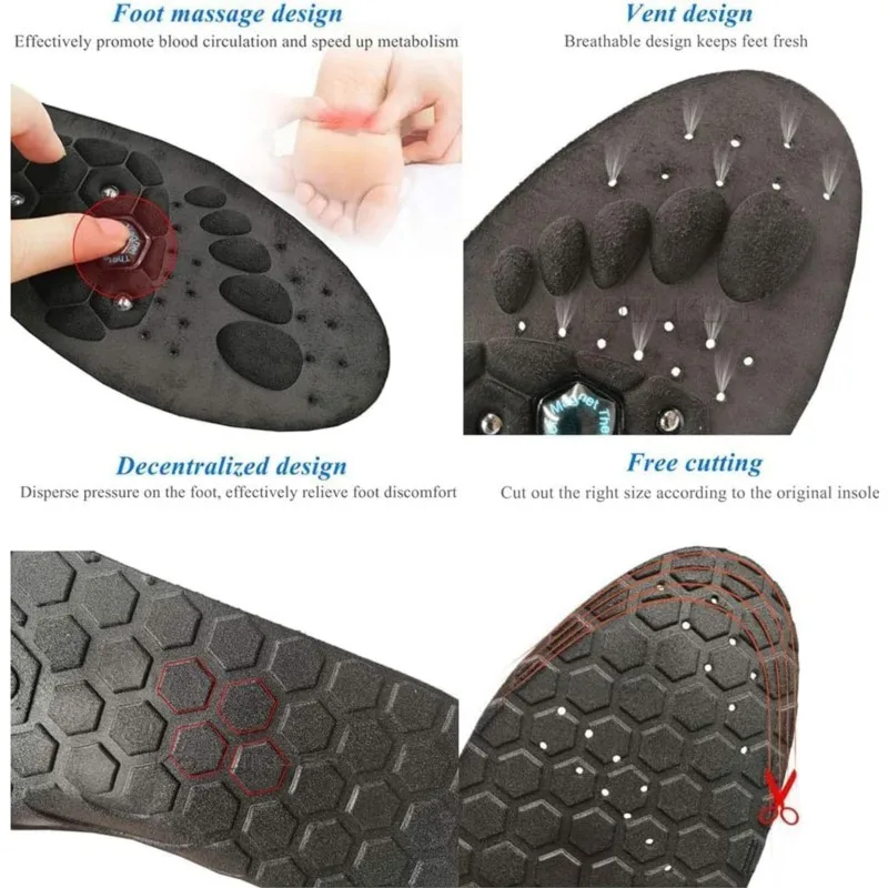 EVA Foot Massage Orthopedic Acupressure Insole Pads New Magnetic Therapy Massage Shoes Pad Relieve Foot Sporting Shock-absorbing