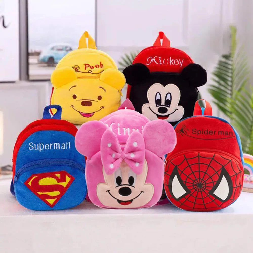 Disney Avengers spiderman mickey mouse Minnie Winnie the Pooh stitch Plush backpack Kids baby school bag birthday Toys Gift