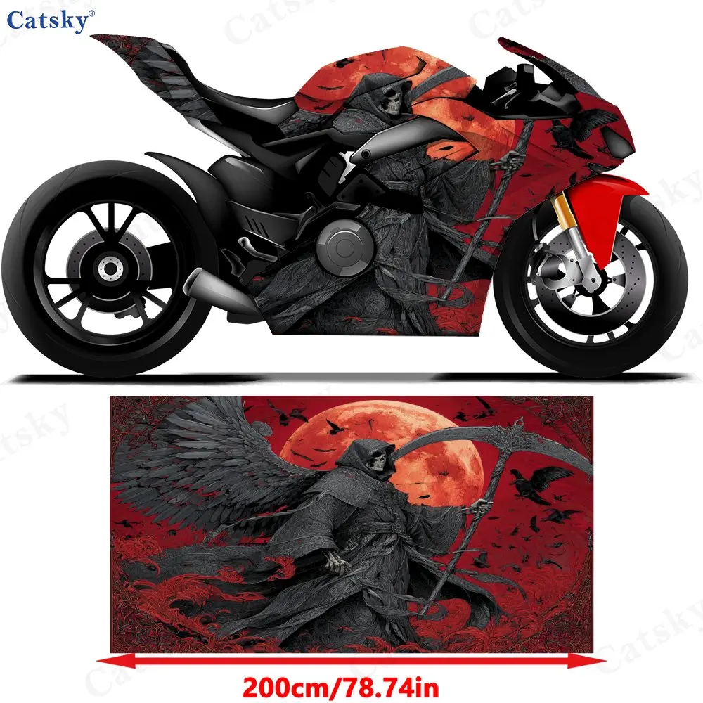 Black Robe Sickle Death Reaper Motorcycle Sticker, Detachable Sticker, Universal For Motorcycles, Durable And Scratch Resistant