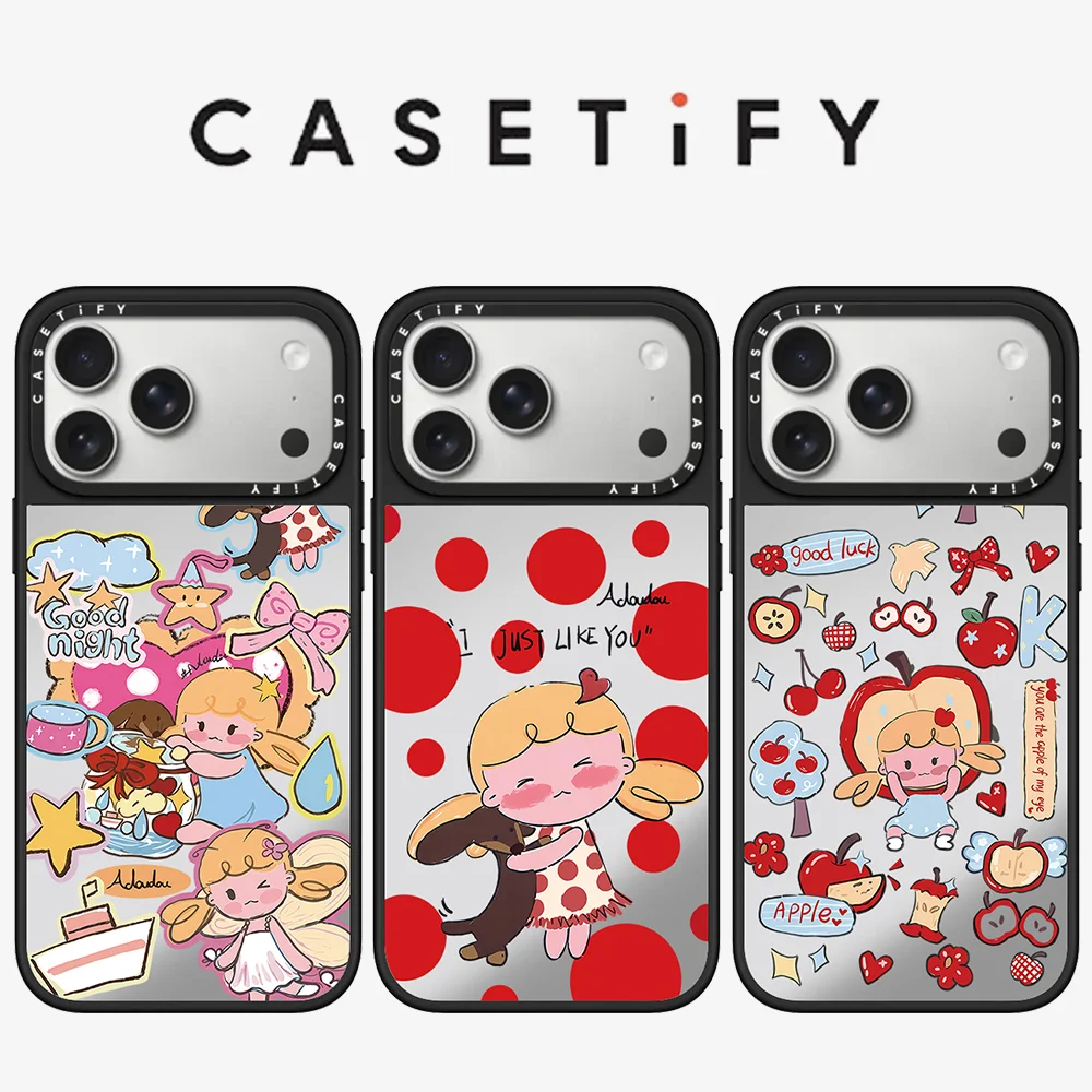 Coque de téléphone CASETiFY Adoudou Girl Mirror Series pour iPhone 17 16 15 14 13 Pro Max Air 14 15 16 Plus, protection magnétique