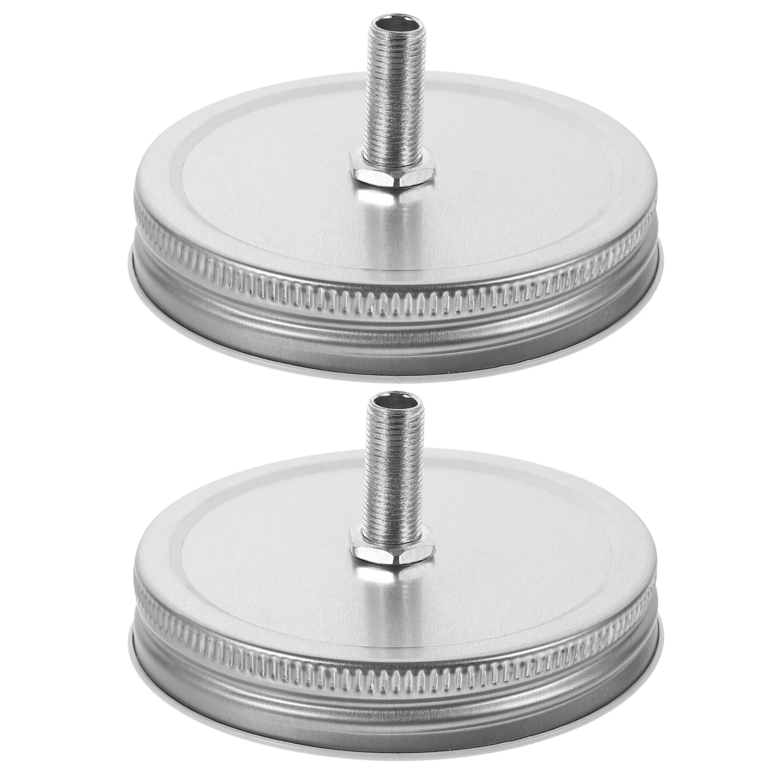 

2 Pcs Light Covers Mason Jar Oil Lamp Decorative Lid Lip Kerosene Alcohol Silver Parts