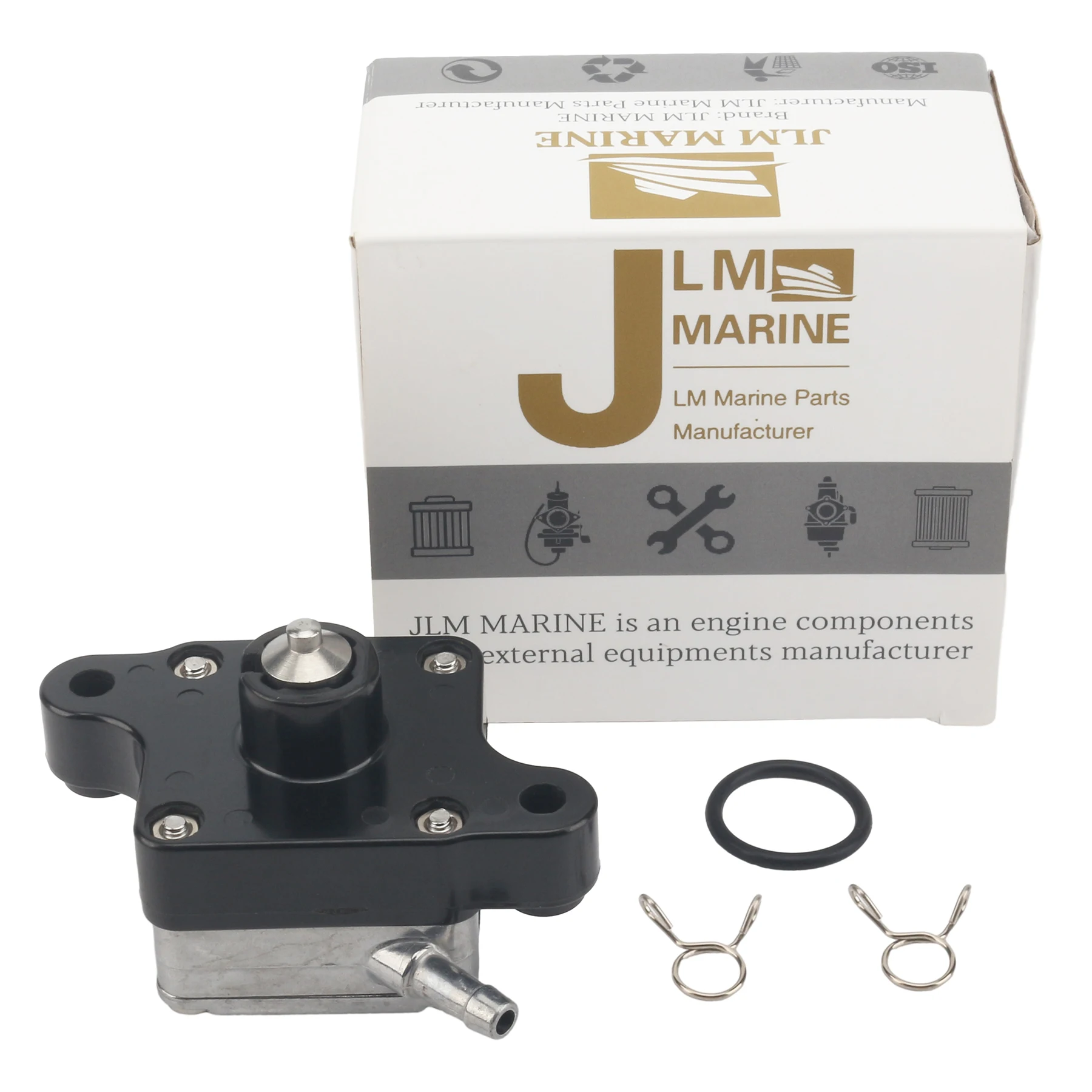 JLM 68T-24410-00 for Yamaha 6 HP F6 8 HP F8 9.9 HP F9.9 4 Stroke Marine Outboard Fuel Pump With Gaskets & Clamps 68T-24410-01