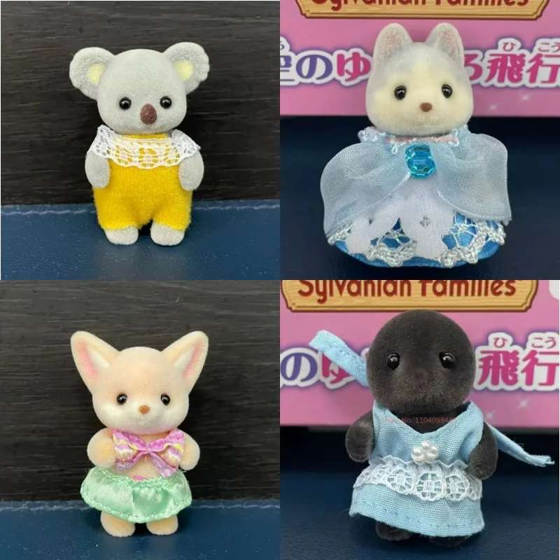 Sylvanian Families Forest Rabbit Grove Family Dollhouse Mole Station Treasure Rabbit Persian Cat Koala Girl Flocking Doll Decor