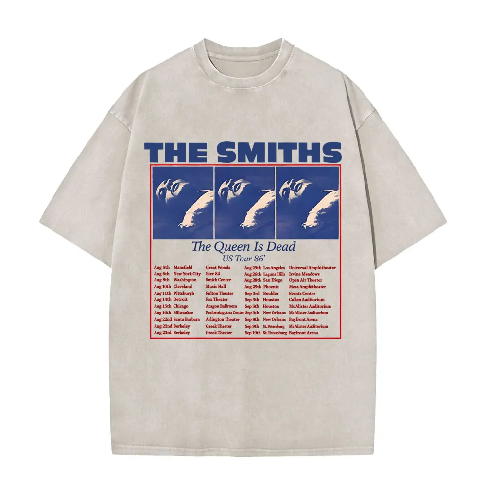 

British Rock Band The Smiths The Queen Is Dead Tour 86 Vintage Washed T-shirt Alternative 1980's Indie Morrissey T Shirt Unisex