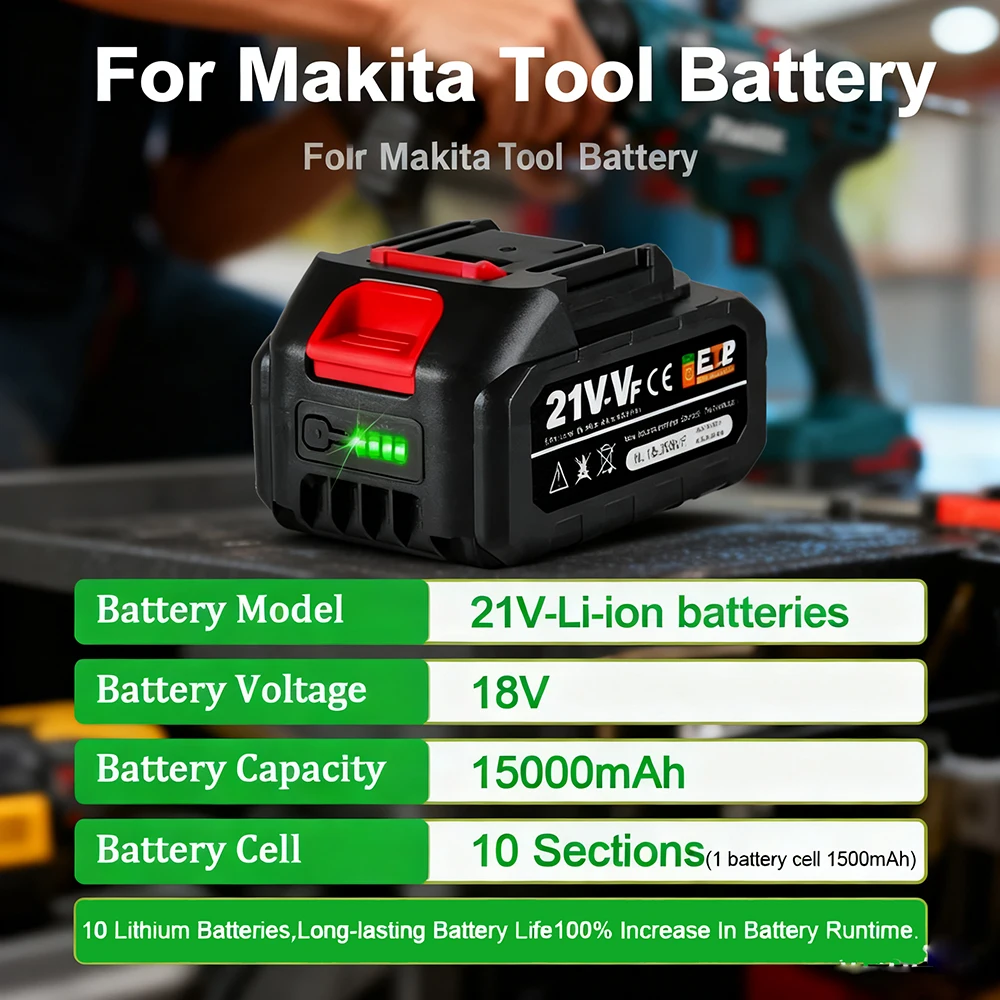 

388VF 21V Rechargeable Li-ion Battery 18V for Brushless Electric Wrench Drill Angle Grinder Electric Saw Power Tool