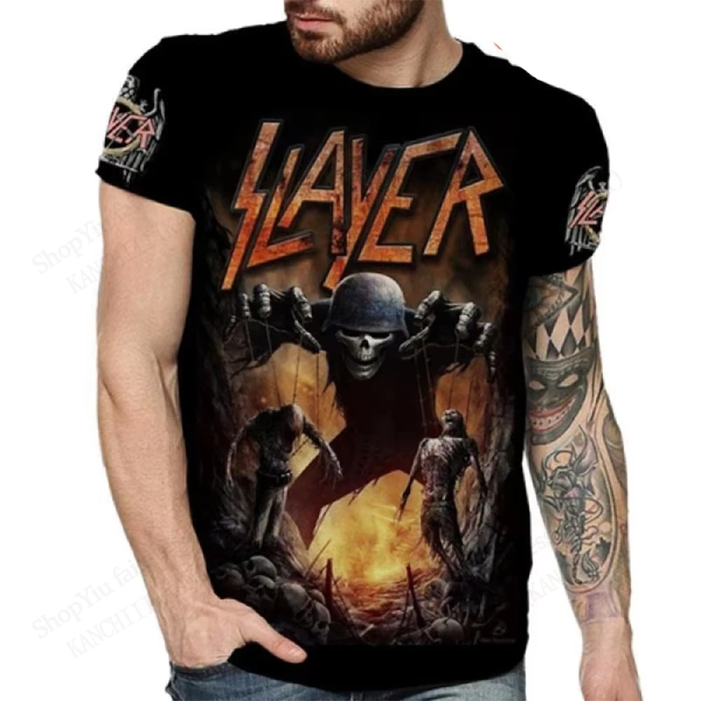 

Popular Slayer Band 3d Printed T-shirt Men Women Fashion Casual Short Sleeve T shirt Rock Hip Hop Tops Tees Men's Clothing New