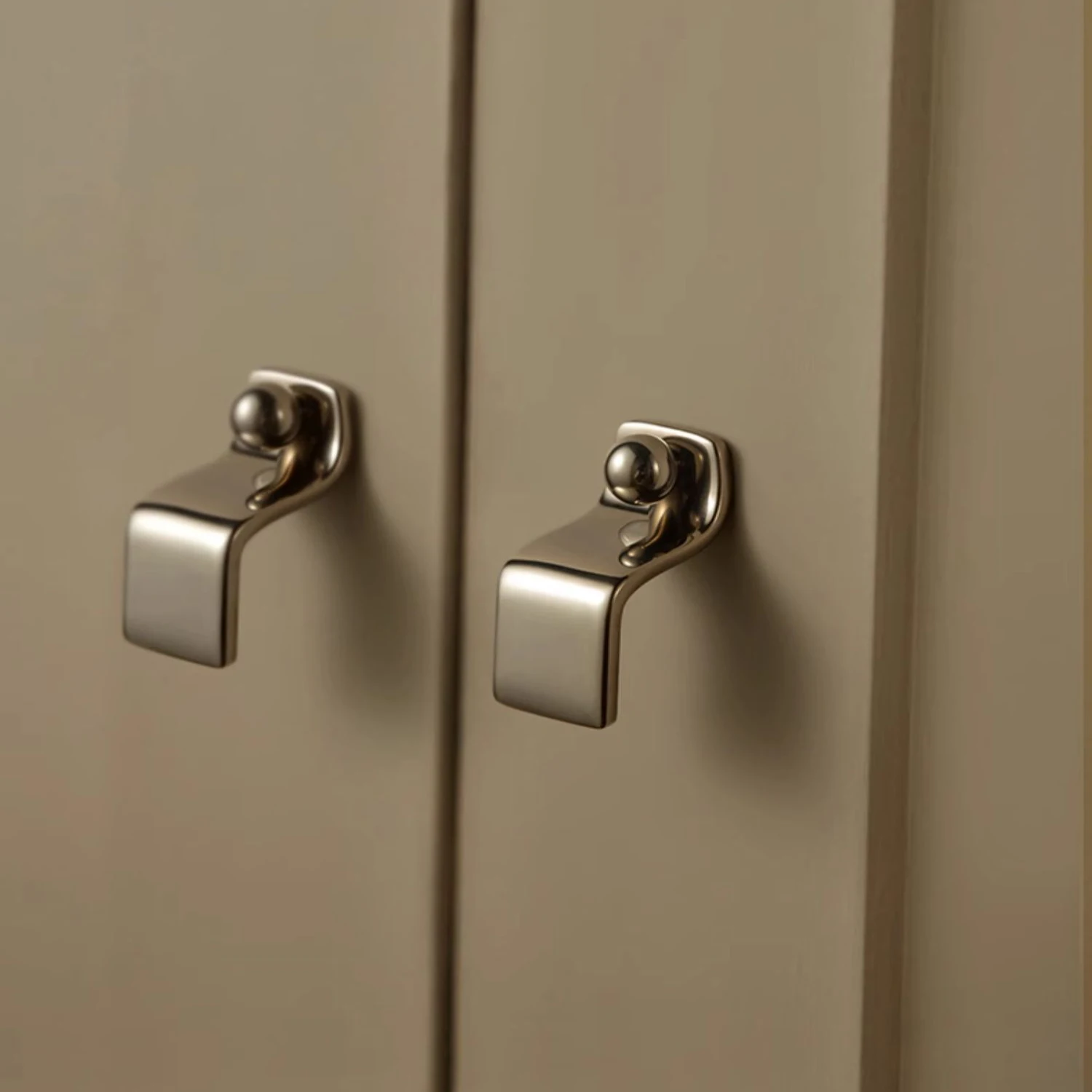 

Goo-Ki European Solid Brass Furniture HandlesTitanium Silver Bar Pulls Unique Design Drawer Knobs with Round Ball Dresser Handle