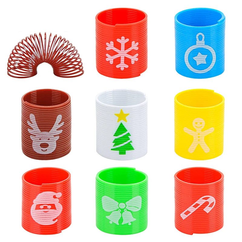 Christmas Plastic Spring Coil Toy Fun Stretch Rainbow Coil Children's Puzzle Interactive Toy Mini Rainbow Coil Magic Toys