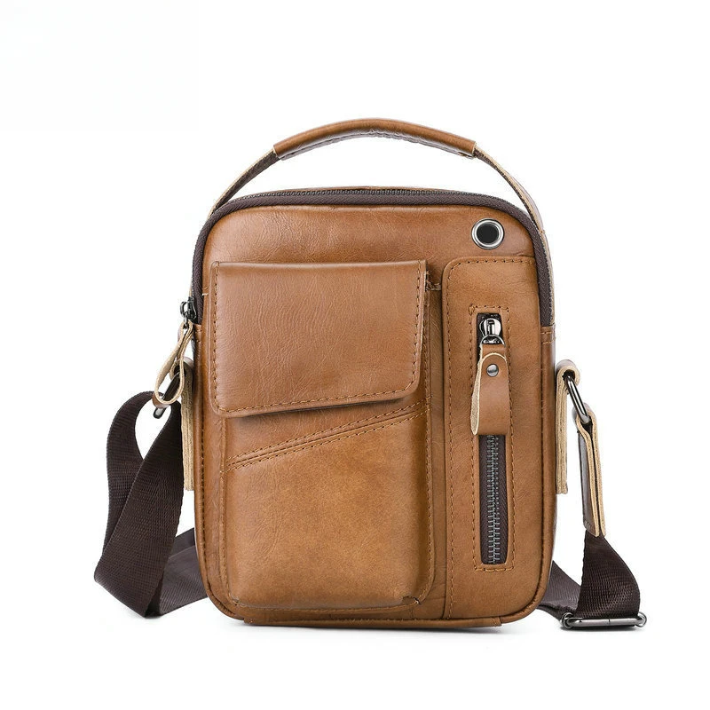 

Men's leather backpack Outer layer made of durable cowhide casual and fashionable cross-body bag single shoulder bag leather bag
