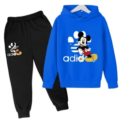 Lively and smart Mickey, cute and smart Kids hoodie top+pants set, casual and fashionable sports 3-12Kids  hoodie two-piece set