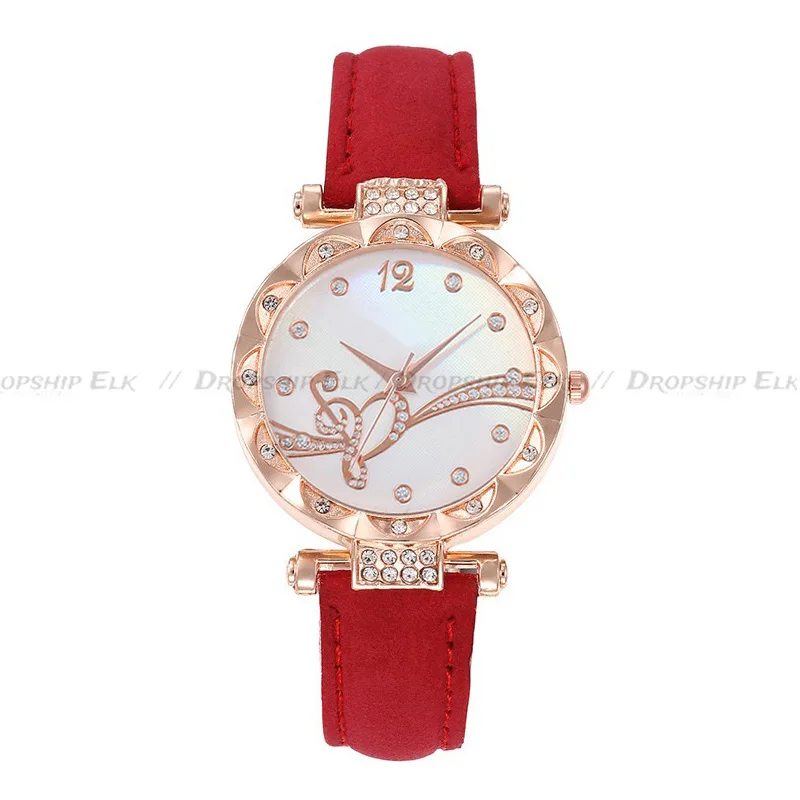 นาฬิกาผู้หญิงแฟชั่น rhinestone ย้อนยุคหนังควอตซ์นาฬิกาคู่หัวใจเครื่องประดับผู้หญิงควอตซ์นาฬิกาข้อมือ relogio feminino