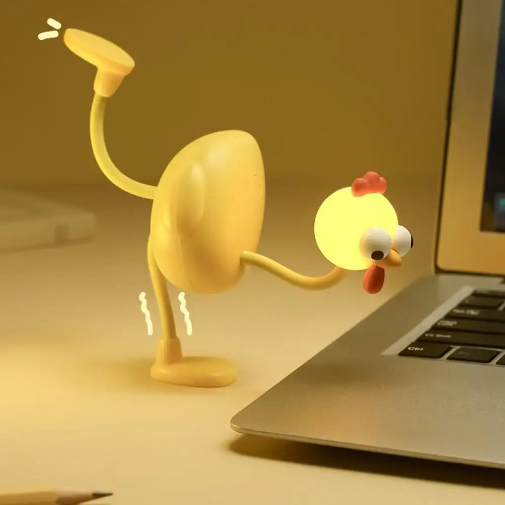 

Funny Chicken Night Light Creative Desk Lamp Rechargeable Desktop Lamp Table Soft Light Bedroom Decoration Three-speed P8I4
