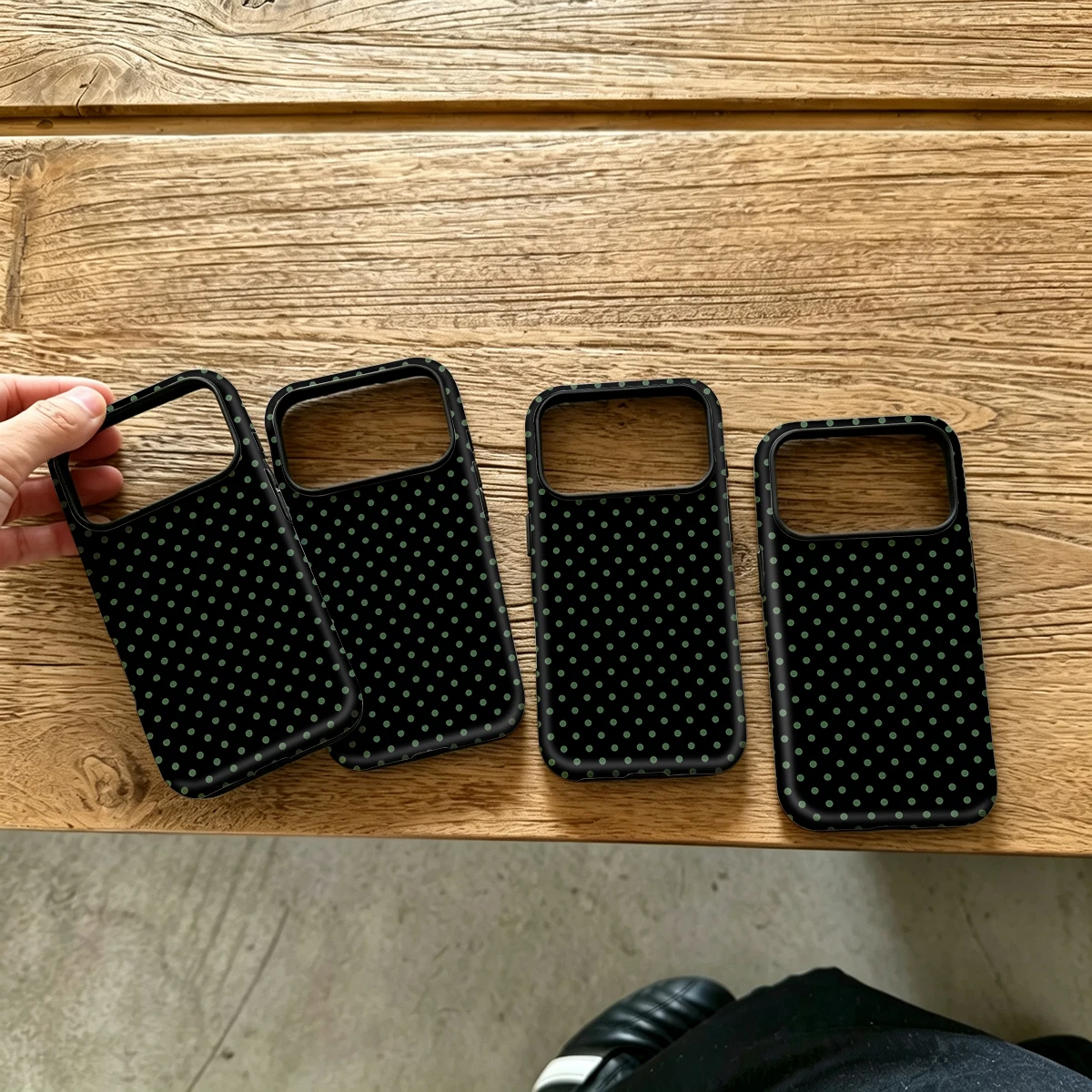Black Sage Small Dots Hard Shock-Absorption Phone Case For Samsung Galaxy S26 S25 Ultra S24 S23 Plus 2-in-1 Protective Cover