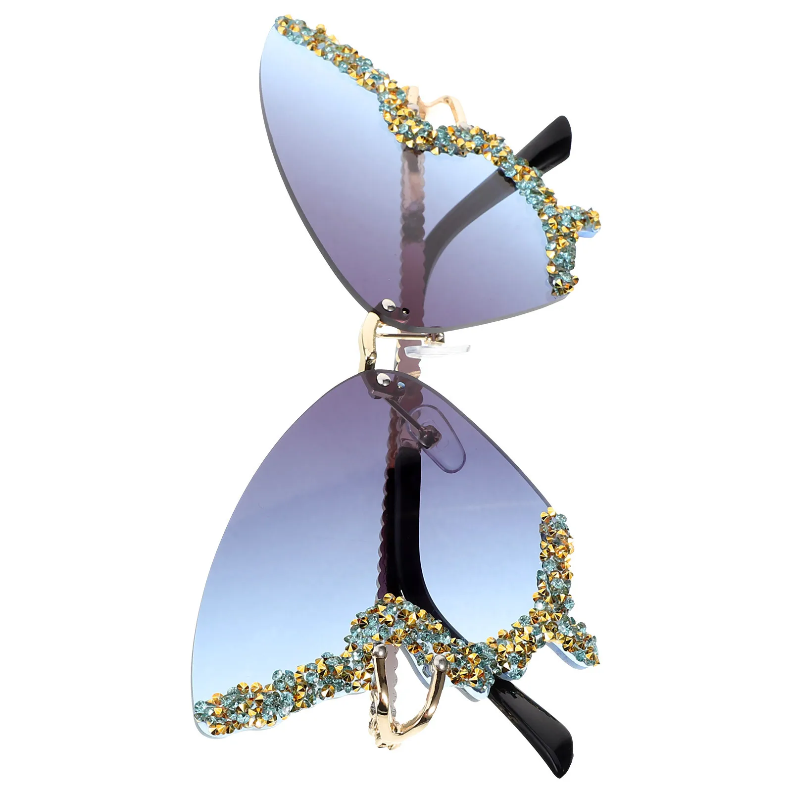 

Butterfly Rhinestone Sunglasses Female Butterfly Rimless Glasses Party Festival Decorative Stylish Eyewear for Women