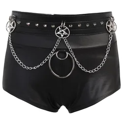 Summer Shorts 2022 Goth Dark Mall Gothic Sexy Hot Shorts Bodycon Chain Belt Bottoms Female Night Club Shorts