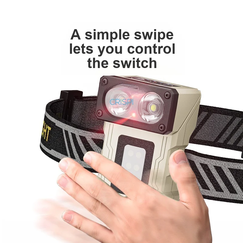 Protective Induction Headlamp Multifunctional Three Color Light Source Magnetic Suction COB Floodlight for Outdoor Activities