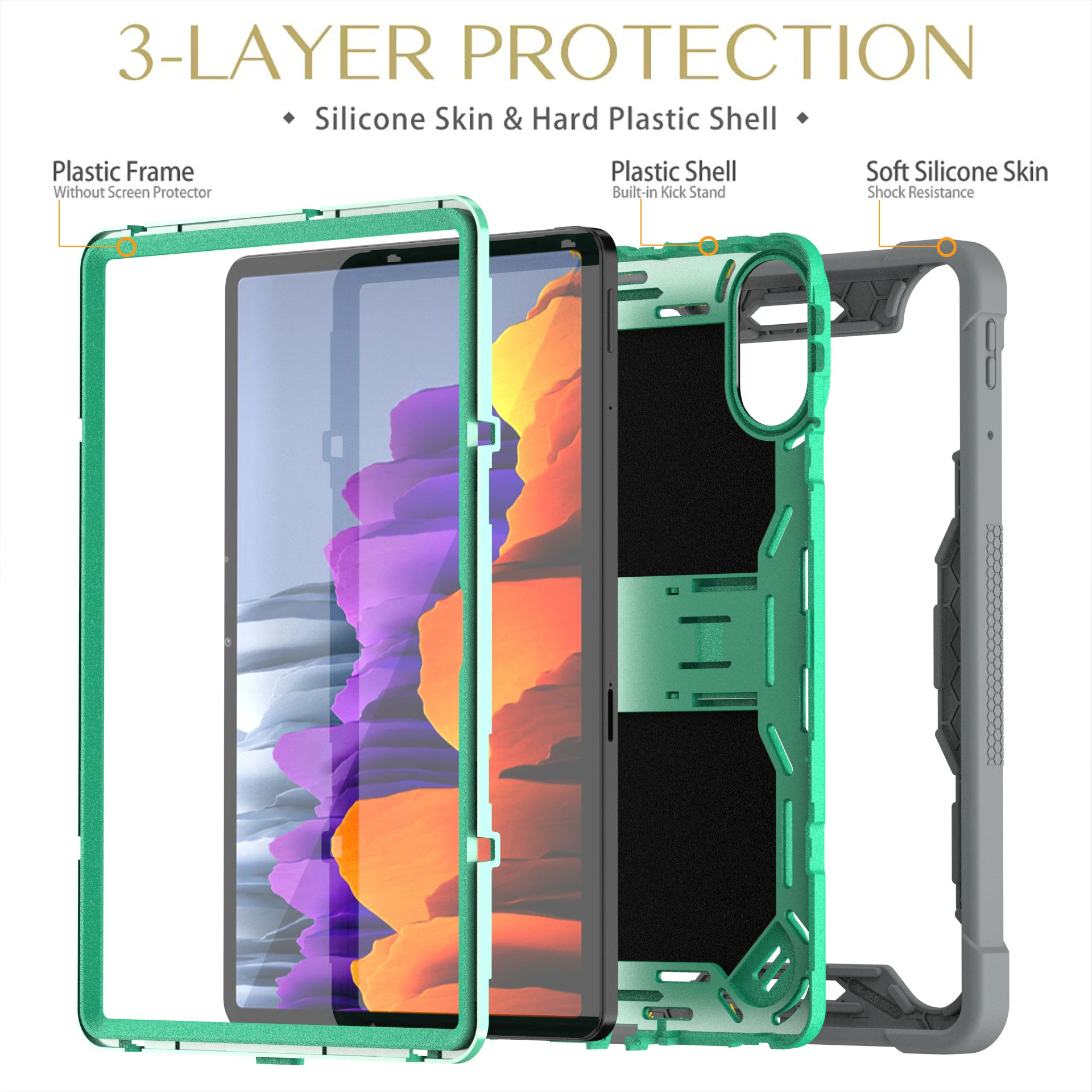 حافظة مدرعة لهاتف Xiaomi Redmi Pad 2 2025 Pad2 11 بوصة موديل 25040RP0AG مضادة للانزلاق مدمجة بمسند غطاء هجين مقاوم للصدمات # ر #5