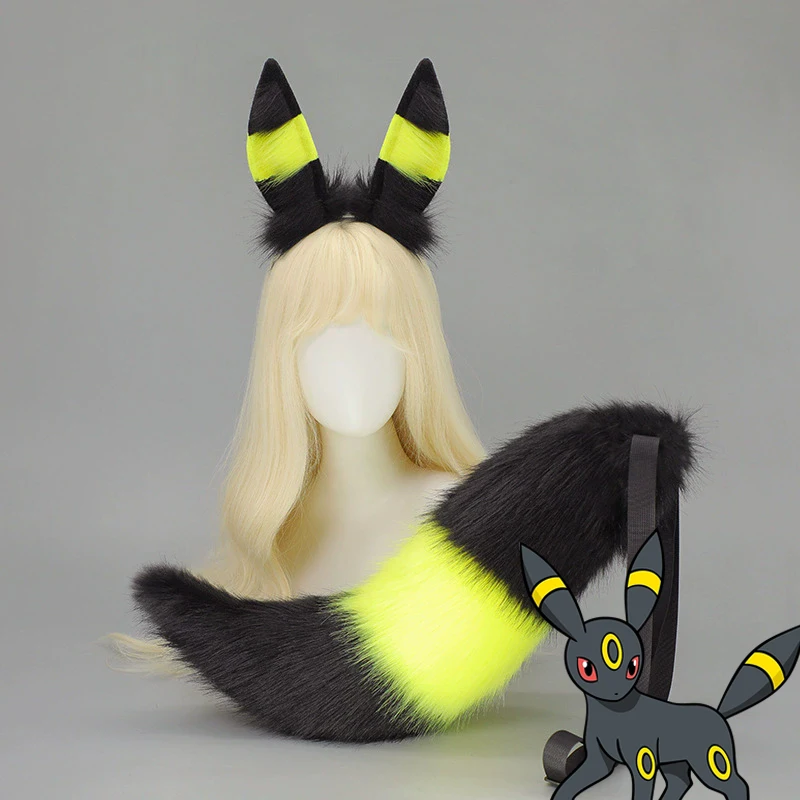 

Аниме Umbreon Косплей Повязка на голову Хвост Животное Меховой костюм Плюшевые уши Головные уборы Хвост зверя Набор Хэллоуин Карнавальная вечеринка Одевание Реквизит