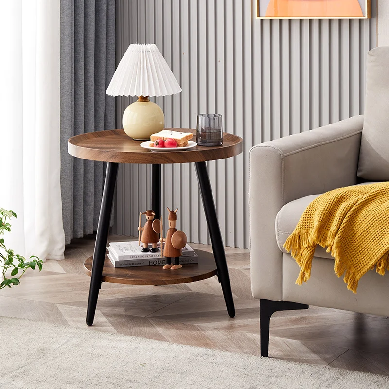 Modern Minimalist and Exquisite Circular Coffee Living Room Furniture, Wooden Bed Top, Hot Selling Mini Side Table