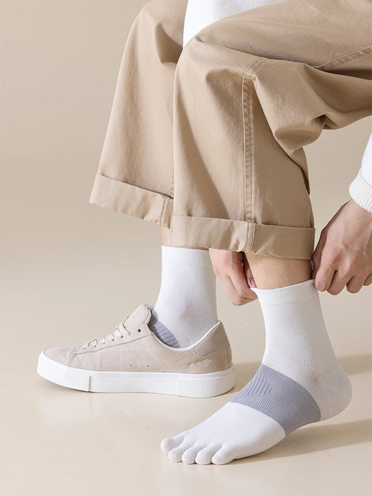 Men Five Finger Socks Breathable Mesh Deodorant Antibacterial Split Toe Sock Fitness Cotton Sport Sock