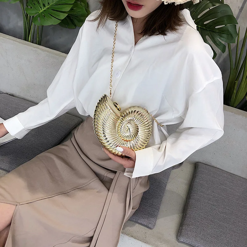 Conch Evening Clutch Handbag Fashion Acrylic Gold Silver Plating Underarm Bags Box Designer Style Party Shoulder Messenger Purse